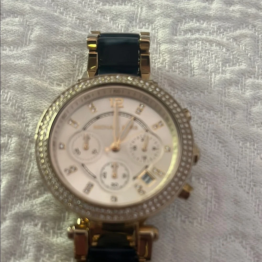 Women’s Michael Kors Gold and Blue Chronograph Watch - Picture 3 of 10